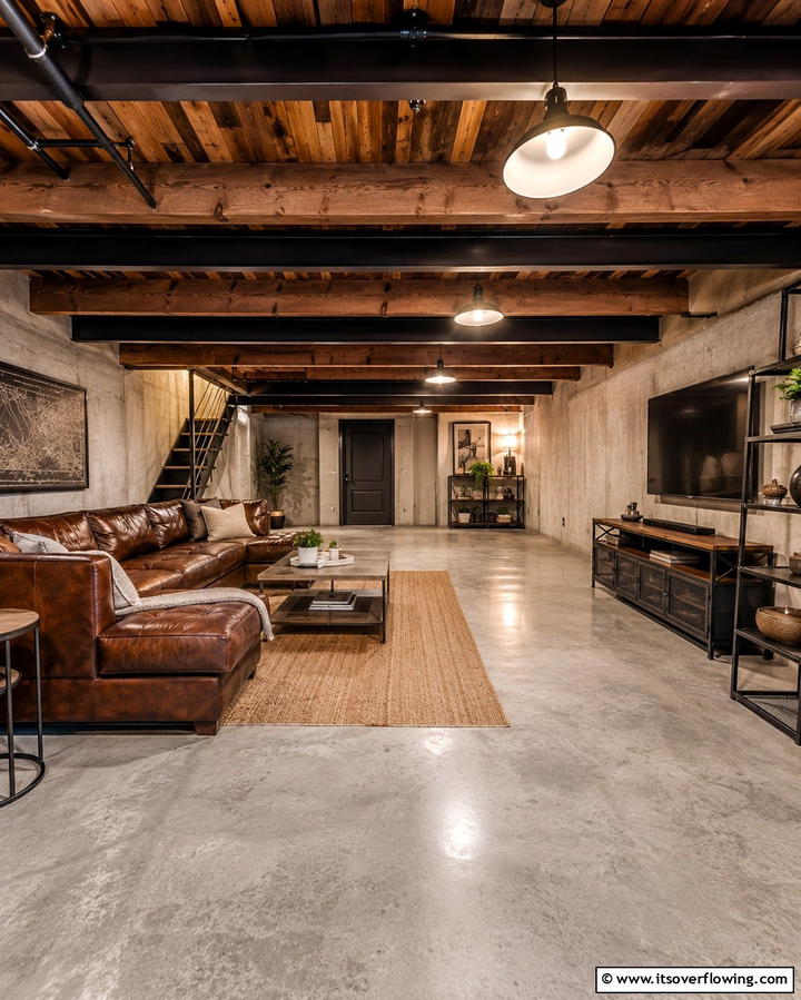 Industrial Chic with Exposed Beams - 25 Exposed Basement Ceiling Ideas for an Industrial Chic Look