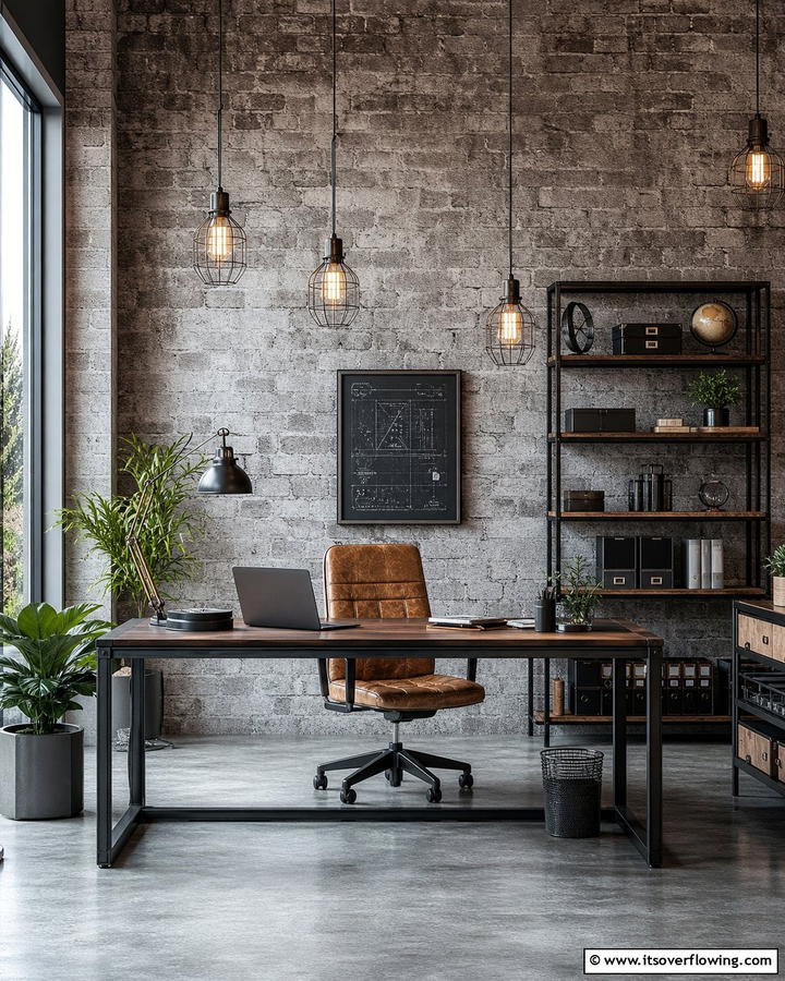 Industrial Chic with Exposed Concrete Brick Wallpaper - 25 Brick Wallpaper Ideas to Transform Your Interior Spaces