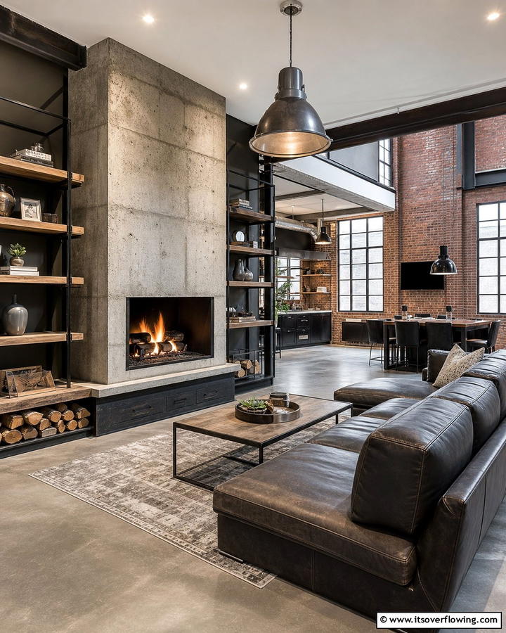 Industrial Chic with Exposed Concrete - 20 Modern Concrete Fireplace Ideas for Your Home