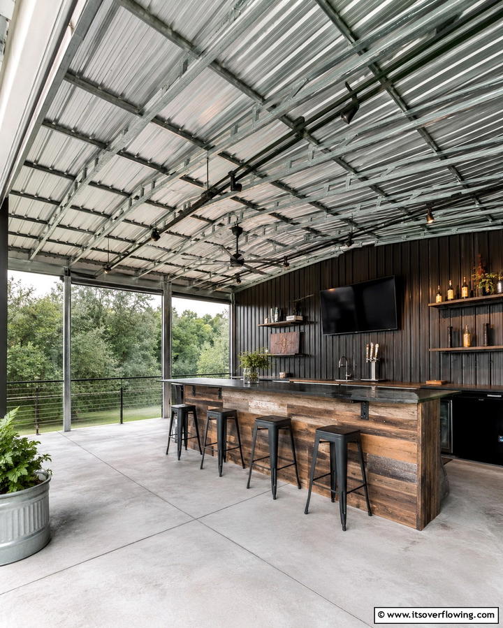 Industrial Chic with Exposed Metal Roof - 25 Metal Roof Porch Design Ideas for a Durable Space