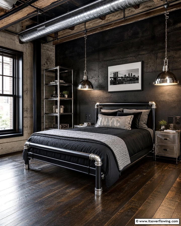 Industrial Chic - 20 Black and Silver Bedroom Ideas for a Sleek Aesthetic