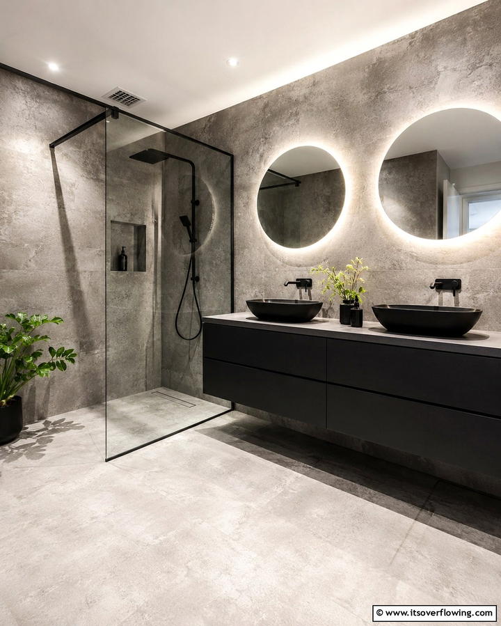 Industrial Concrete Finish - 30 Stunning Bathroom Wall Ideas to Elevate Your Space