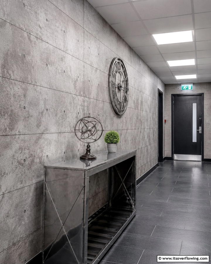 Industrial Concrete Look for an Edgy Corridor - 30 Hallway Wallpaper Ideas for a Striking Entryway