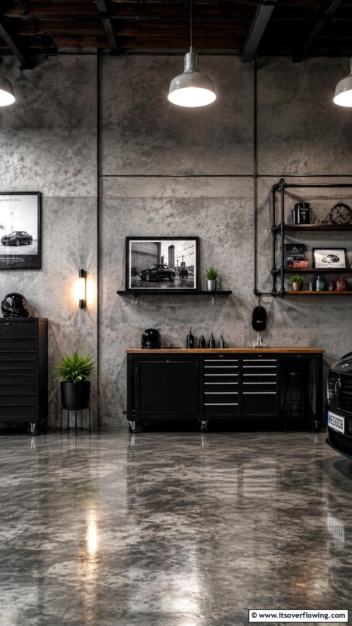 Industrial Concrete Vibe - 30 Creative Garage Wall Paint Ideas for a Fresh Look