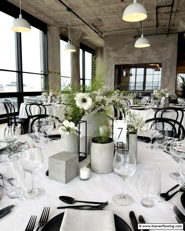 Industrial Concrete Vignette - 30 Unique Non-Floral Wedding Centerpiece Ideas