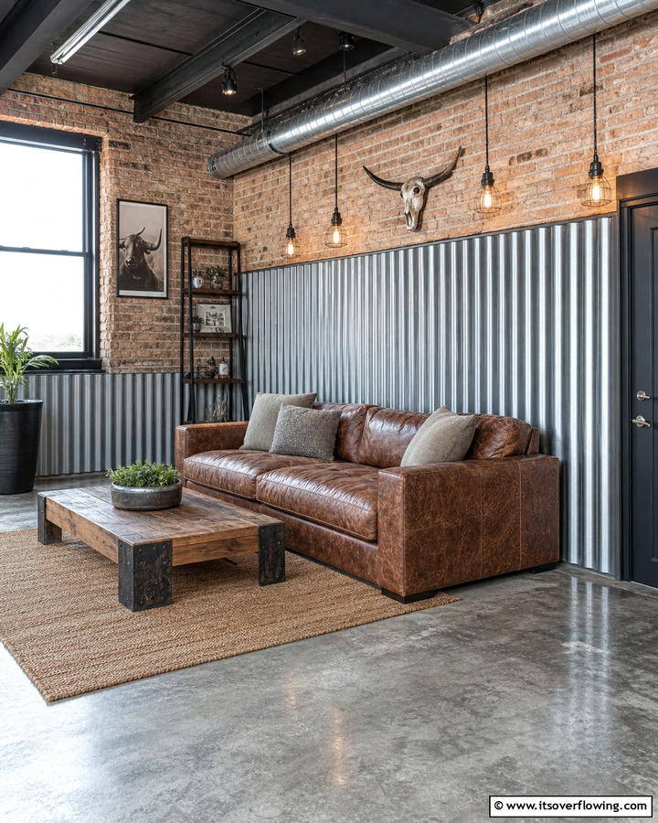 Industrial Corrugated Style - 21 Half Wall Paneling Ideas for Modern Home Organizing