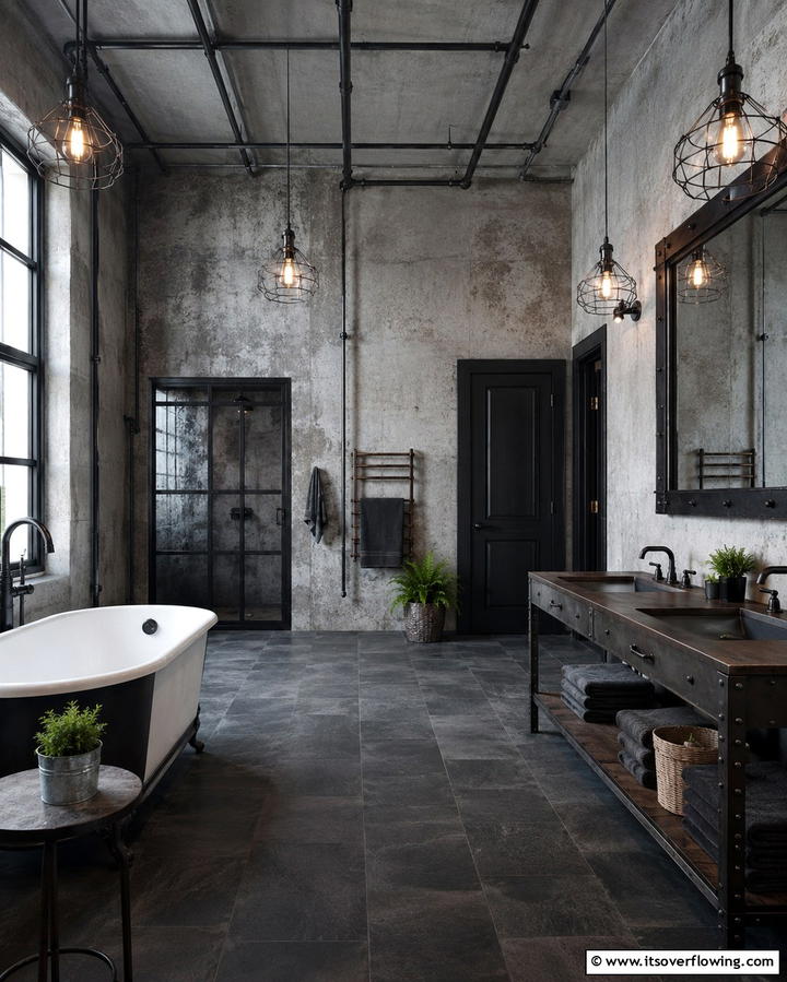 Industrial Edge - 30 Bathroom Pendant Lighting Ideas for Modern Illumination