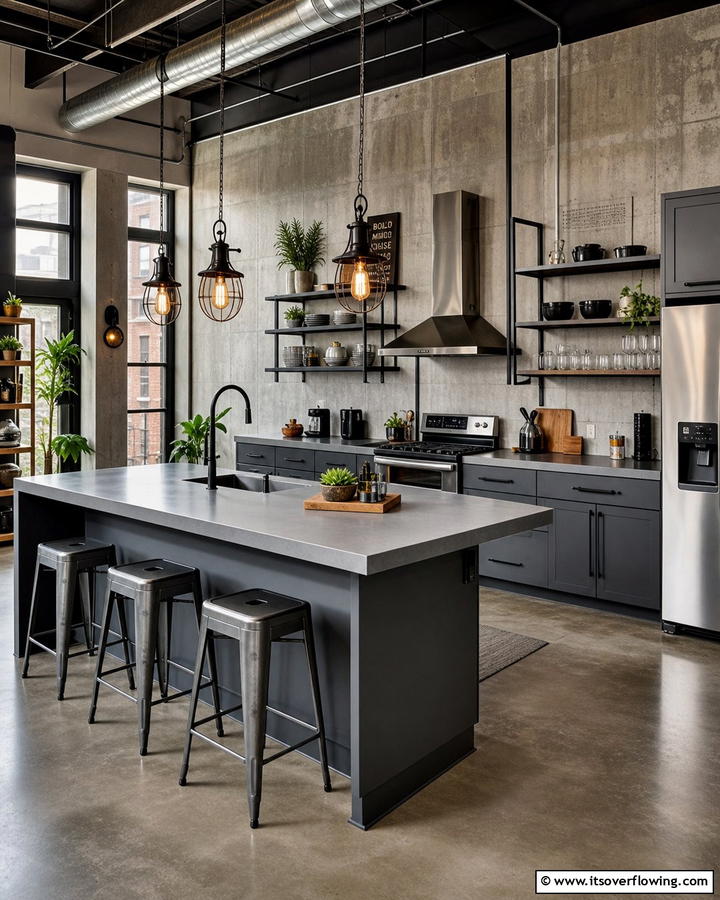 Industrial Edge Appeal - 21 Gray Kitchens- Timeless Designs for Modern Homes