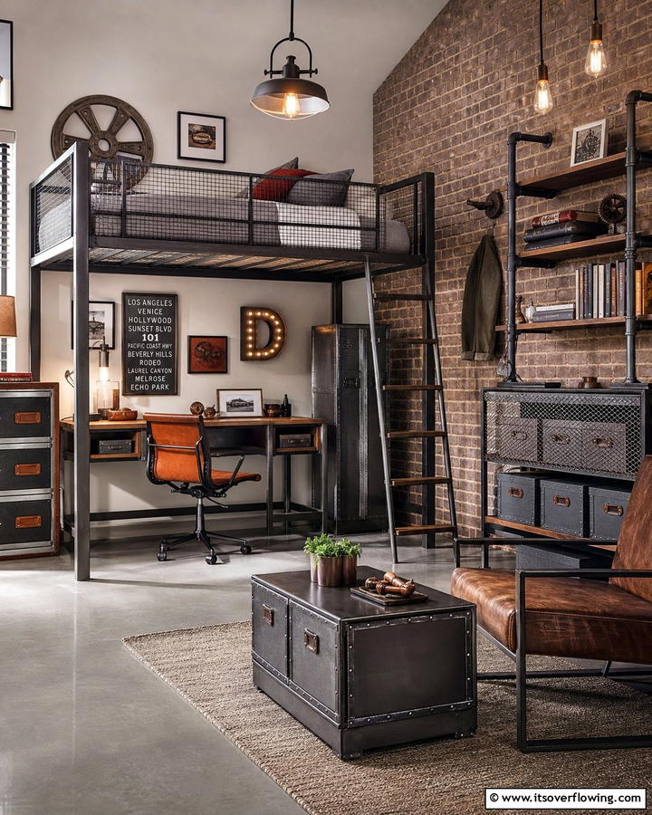 Industrial Edge Appeal - 21 Boys’ Room Ideas- Themed Decor & Functional Layouts