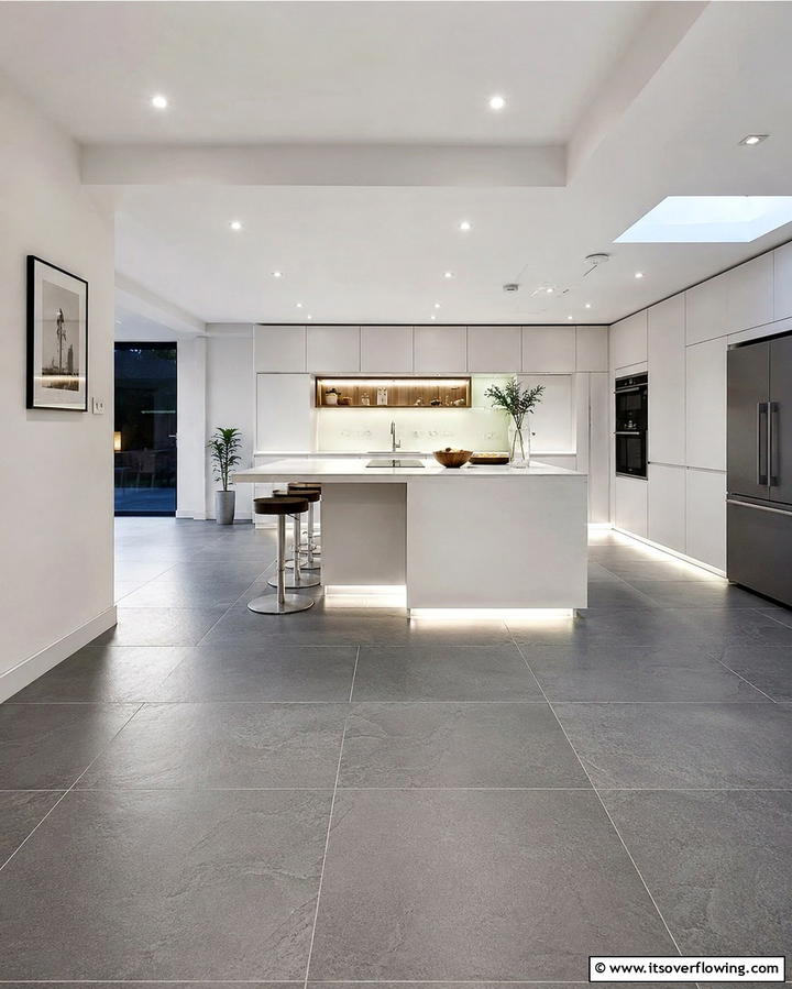 Industrial Edge with Dark Slate Flooring - 25 Kitchens With Slate Floors for a Durable and Stylish Look