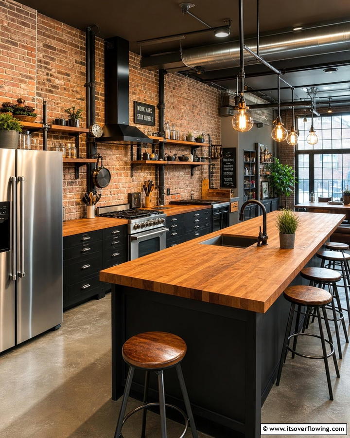 Industrial Edge with Warmth - 20 Kitchens with Butcher Block Countertops Ideas