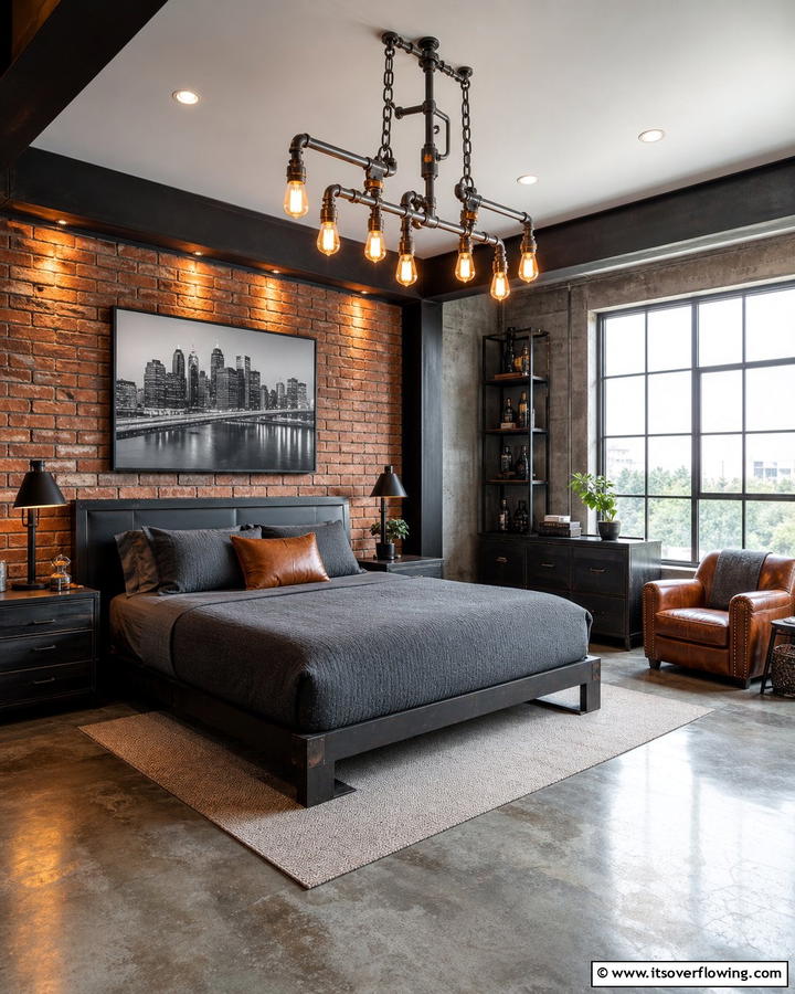Industrial Edge - 20 Bedroom Chandelier Ideas to Elevate Your Space