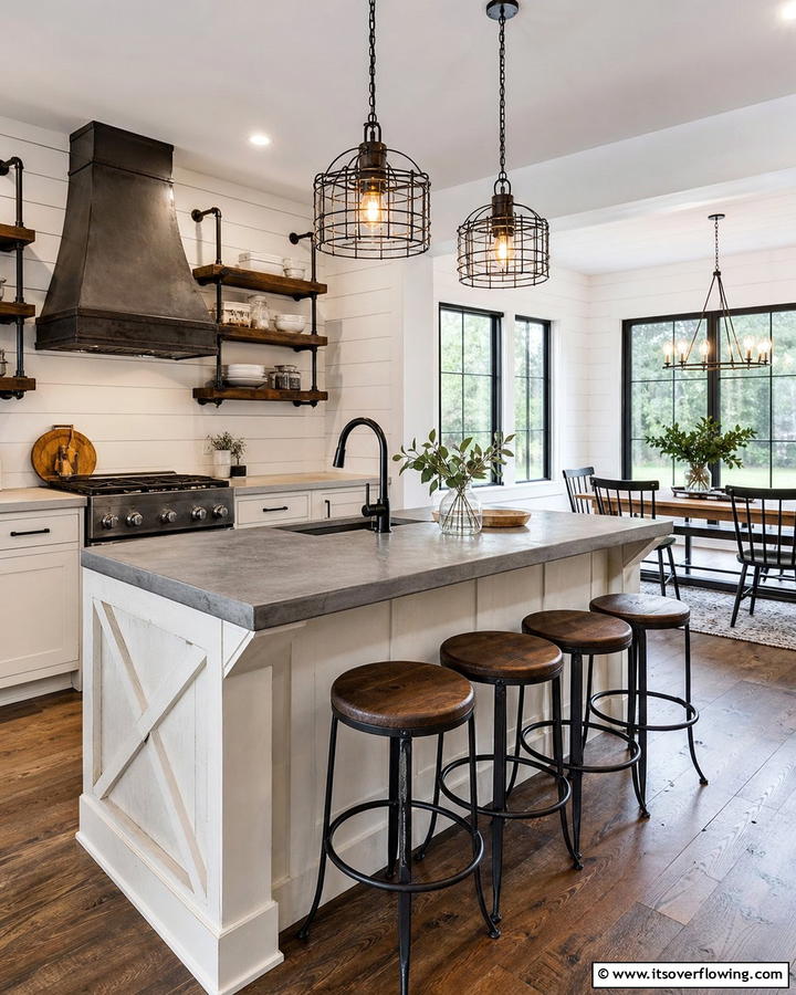Industrial Farmhouse Blend - 21 Farmhouse Kitchen Ideas for a Cozy, Timeless Look