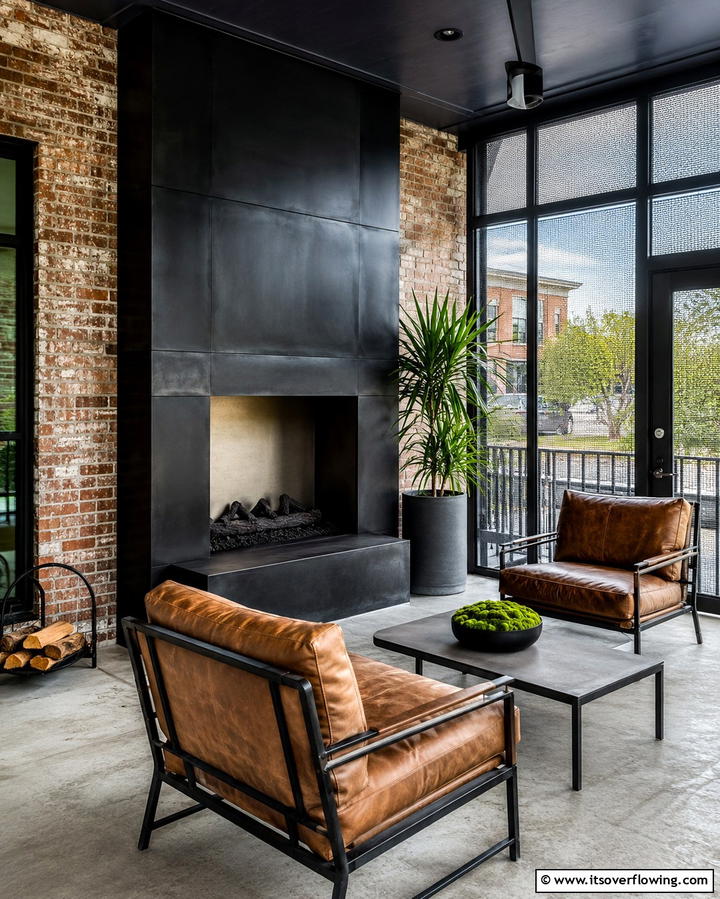 Industrial Fireplace AestheticExact - 25 Screened-in Porch With Fireplace Ideas for Cozy Evenings