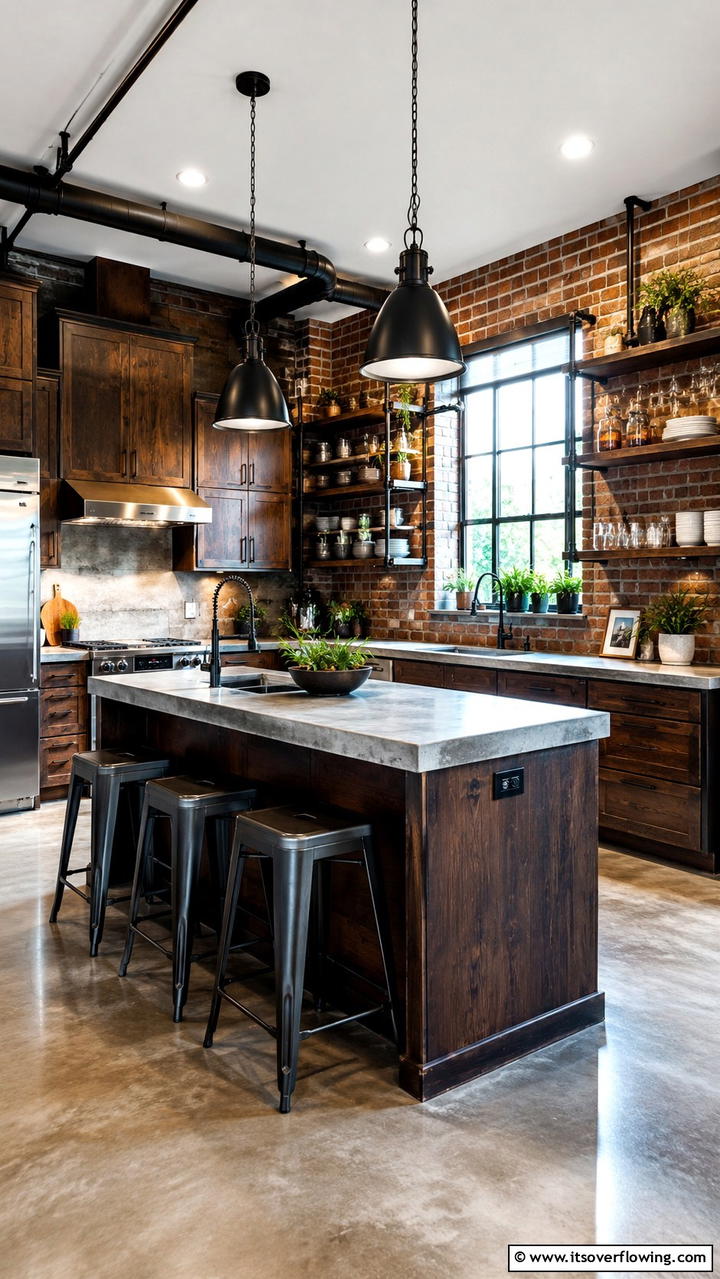 Industrial Fusion - 30 Dark Wood Kitchen Cabinet Designs for Classic Style