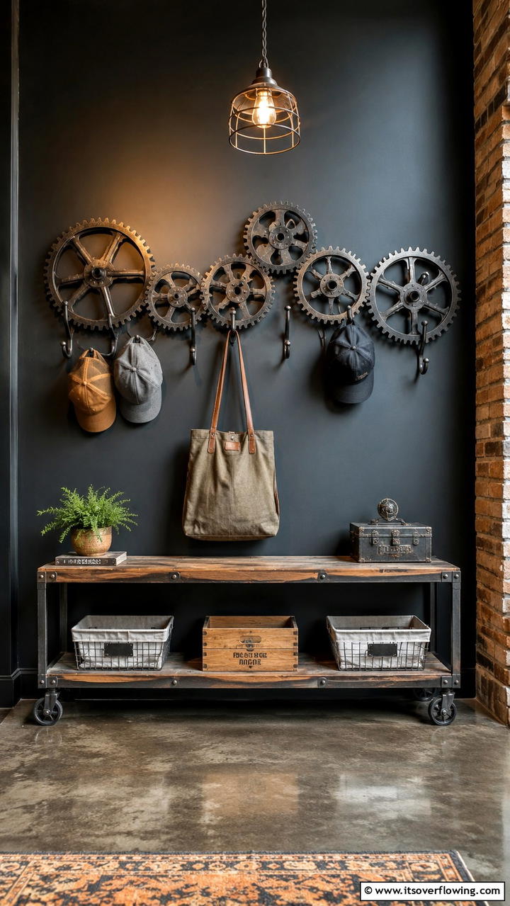 Industrial Gear Hat Rack - 30 Creative Hat Rack Ideas for Organized Entryways