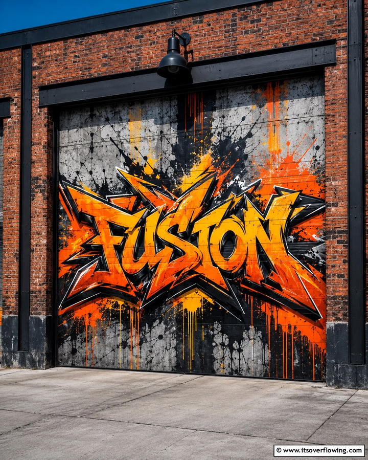 Industrial Graffiti Fusion - 30 Garage Door Mural Ideas for Creative Curb Appeal