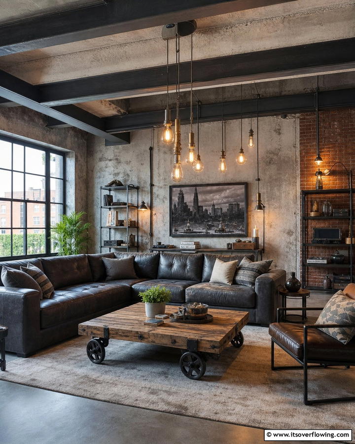 Industrial Gray Accents - 21 Gray Living Room Ideas to Elevate Neutral Decor