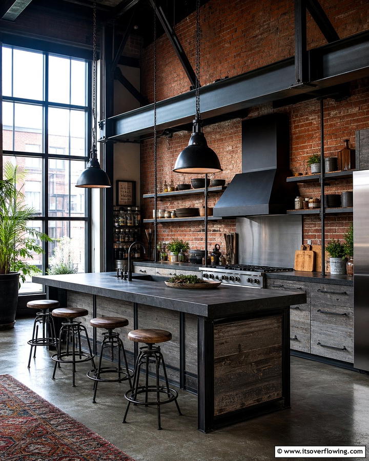 Industrial Inspired Design with Gray and Black - 25 Kitchen Ideas with Gray Cabinets and Black Countertops