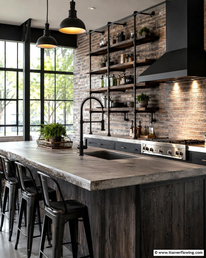 Industrial Inspired Fixtures - 25 Gray and Black Kitchen Ideas for a Modern Look