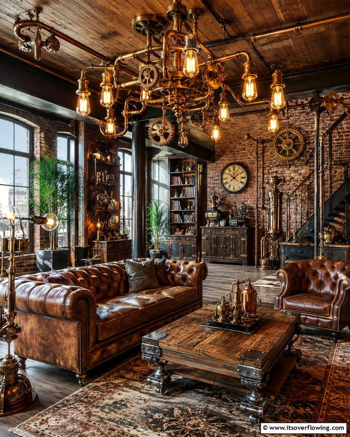 Industrial Inspired Lighting Fixtures - 20 Steampunk Living Room Ideas for Unique Decor