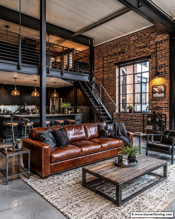 Industrial Inspired Masculine Aesthetic - 25 Mens Living Room Ideas for a Masculine Look