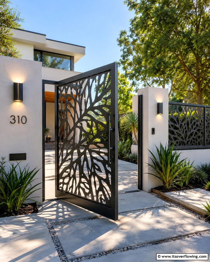 Industrial Inspired Metal Gate - 25 Fence Gate Ideas for Stylish and Secure Yards