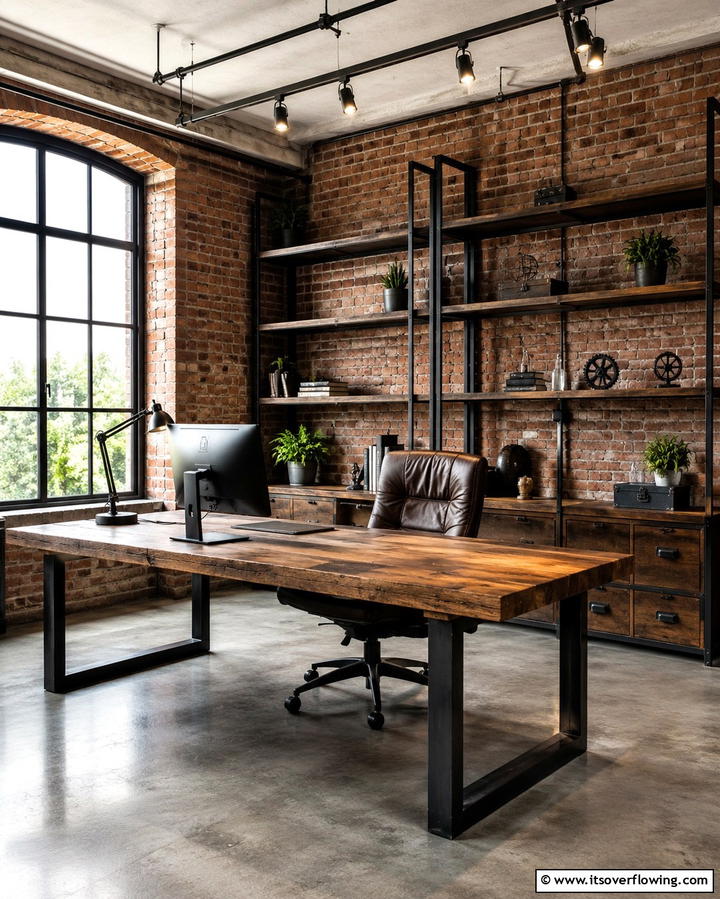 Industrial Inspired WorkspaceExact - 30 Home Office Ideas Designed Specifically for Him