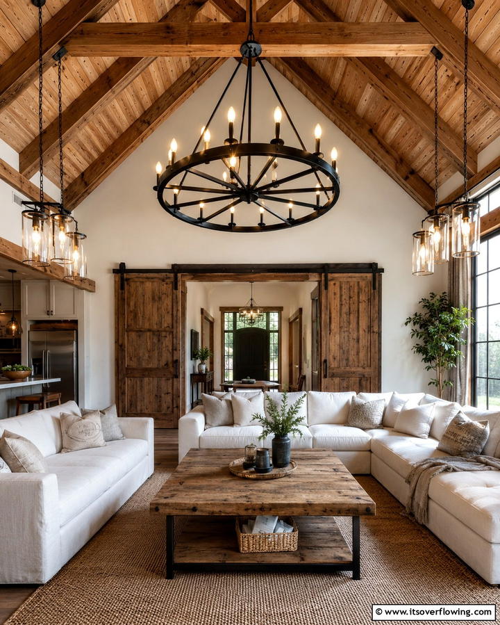Industrial Lighting Fixtures for a Modern Twist - 25 Farmhouse Living Room Ideas for a Rustic Charm