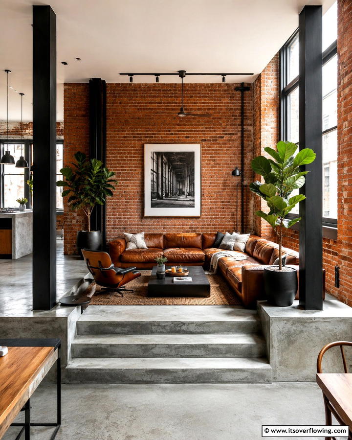 Industrial Loft Aesthetic - 25 Sunken Living Room Ideas for a Modern and Cozy Space