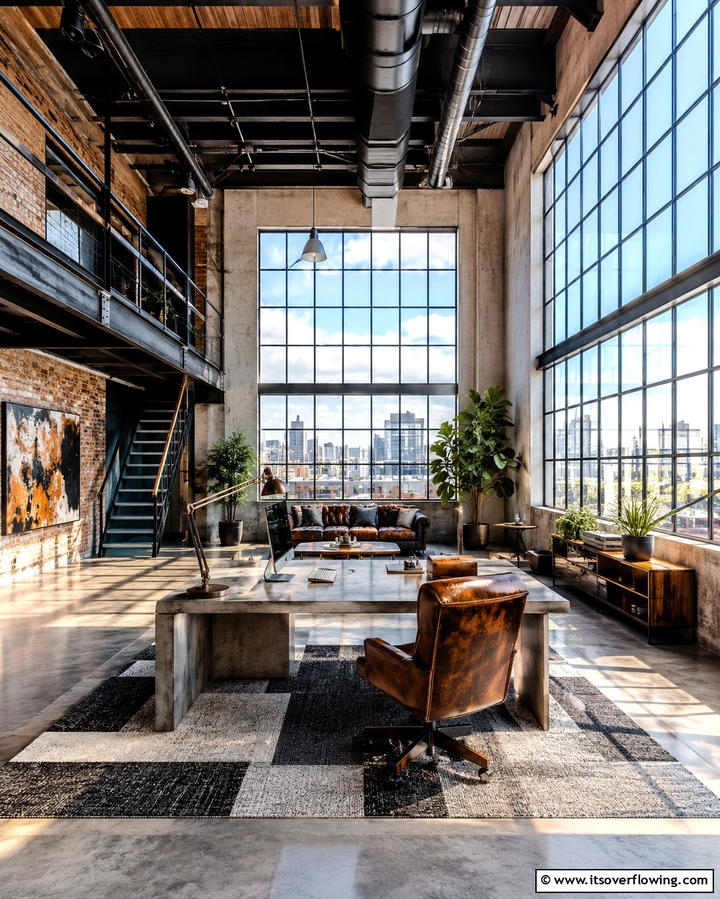 Industrial Loft Office - 30 Home Office Ideas Designed Specifically for Him