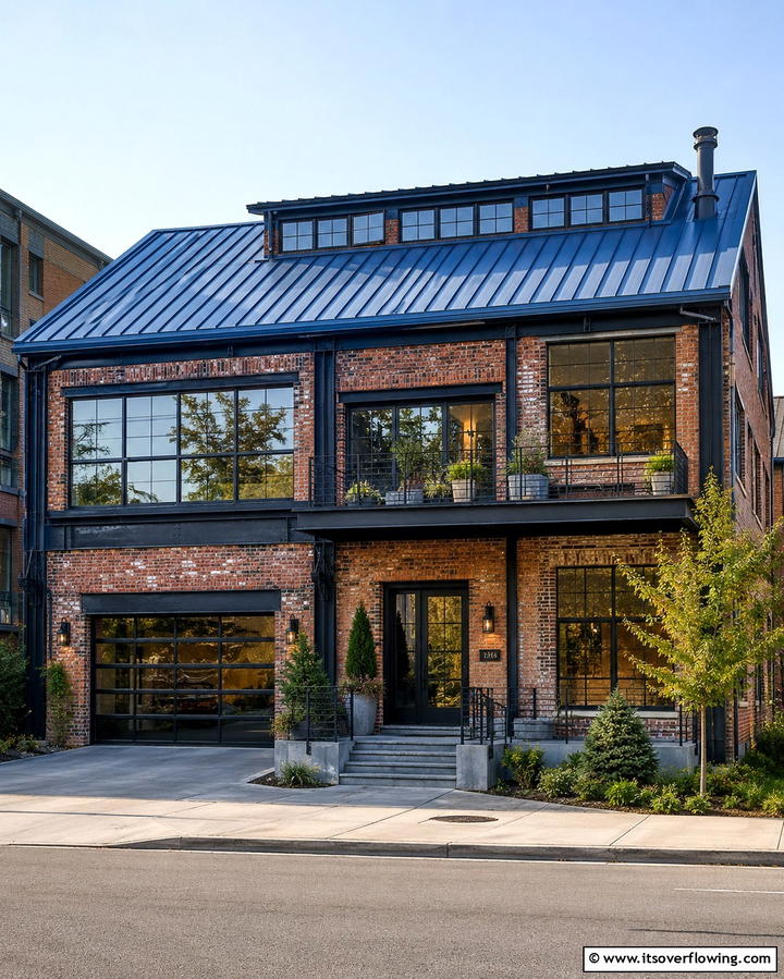 Industrial Loft Style - 25 Houses With Blue Metal Roofs for Curb Appeal