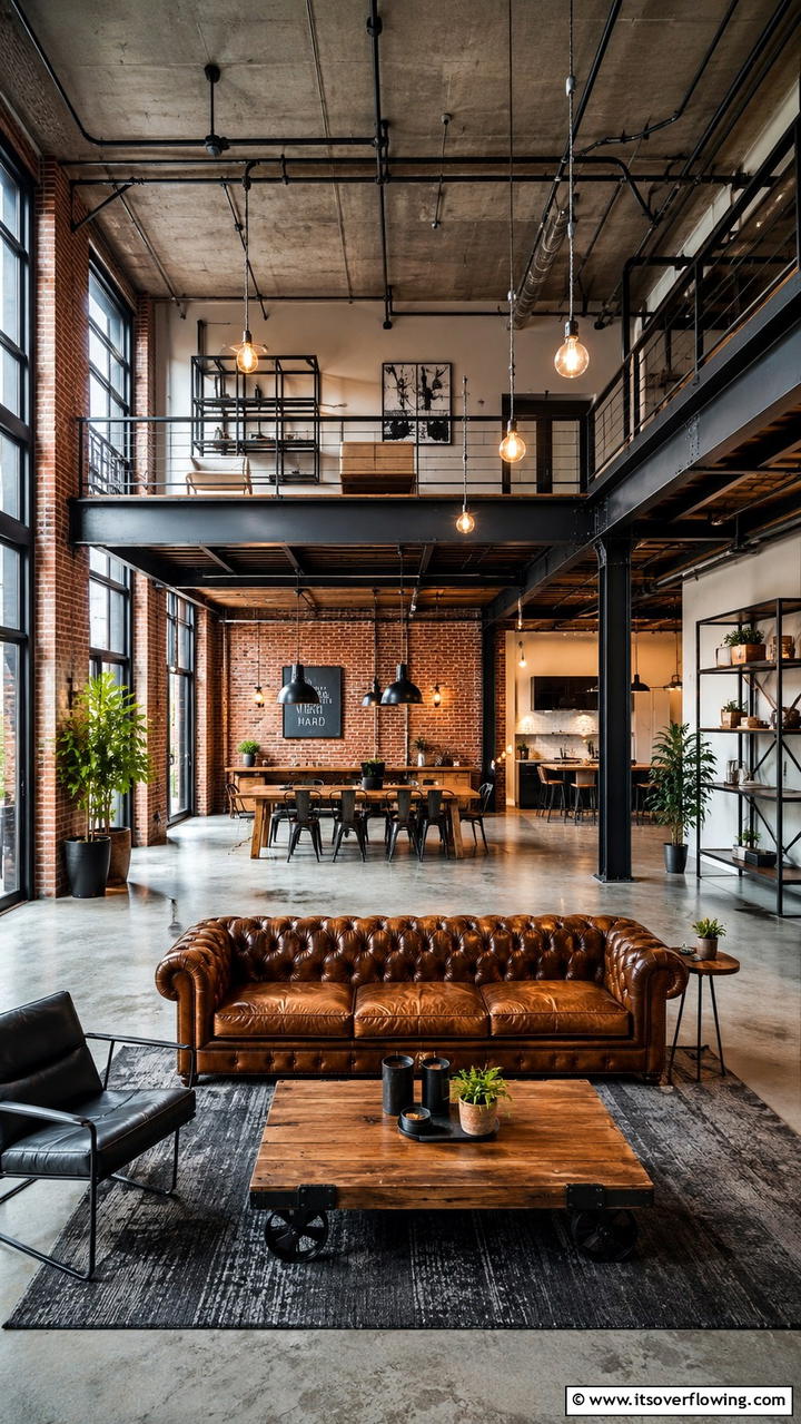 Industrial Loft Vibe - 21 Dramatic Vaulted Ceiling Ideas to Enhance Living Spaces