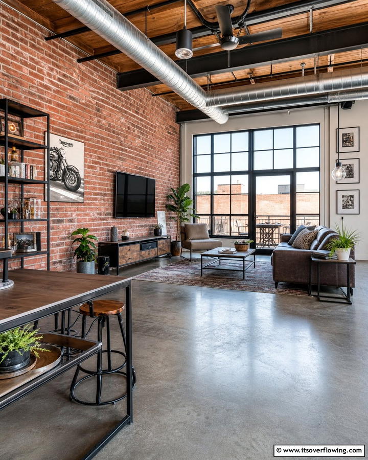 Industrial Loft Vibes - 25 Brick Accent Wall Ideas for a Stylish Home Feature
