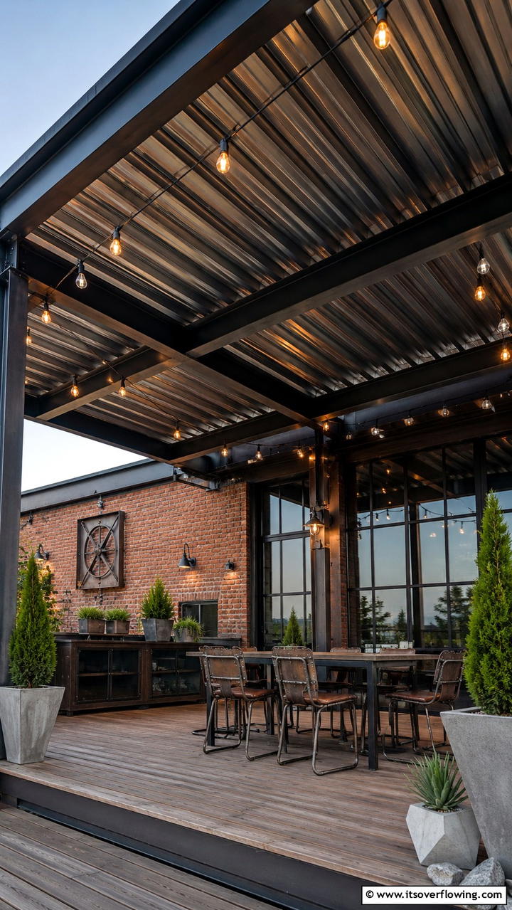 Industrial Metal Accent - 30 Deck Roof Ideas for Shaded Outdoor Living