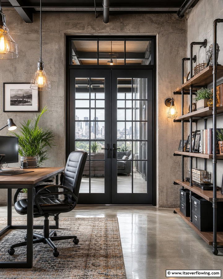Industrial Metal Doors - 20 Home Office Door Ideas for Stylish Workspaces