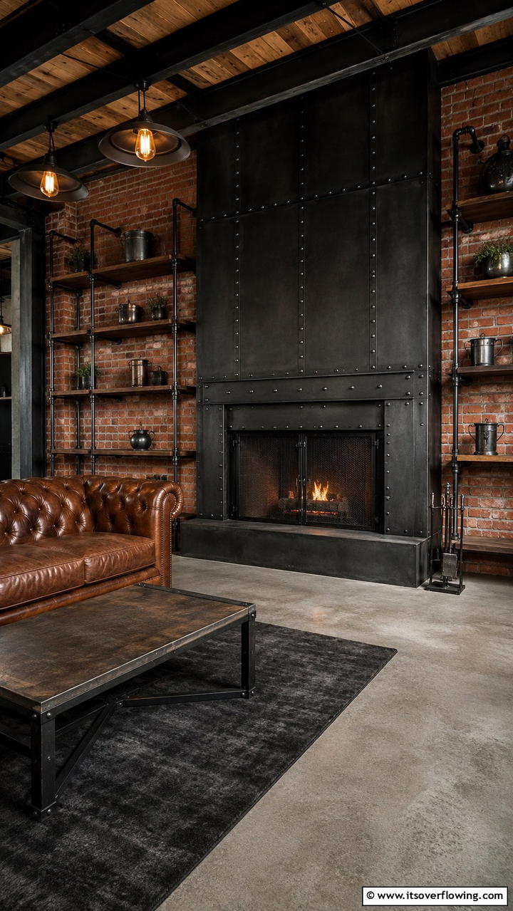 Industrial Metal Hearth Concept - 30 Fireplace Hearth Ideas to Elevate Your Living Room