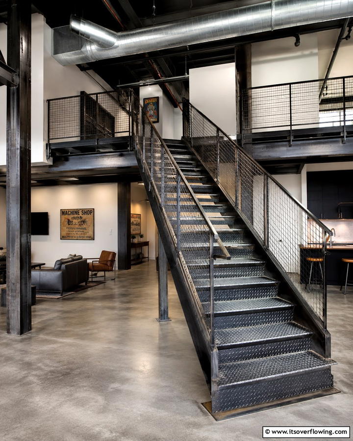 Industrial Metal Staircase - 30 Modern Staircase Ideas- Sleek & Architectural Designs