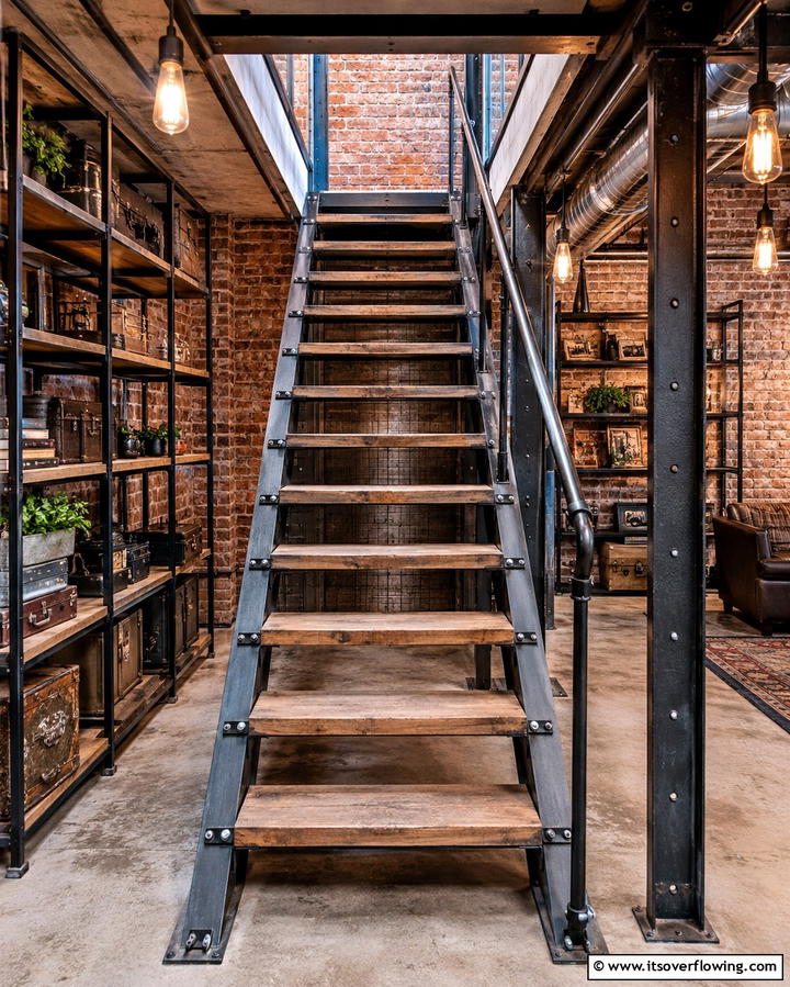Industrial Metal Stairs for an Urban Look - 25 Basement Stair Ideas to Transform Your Space