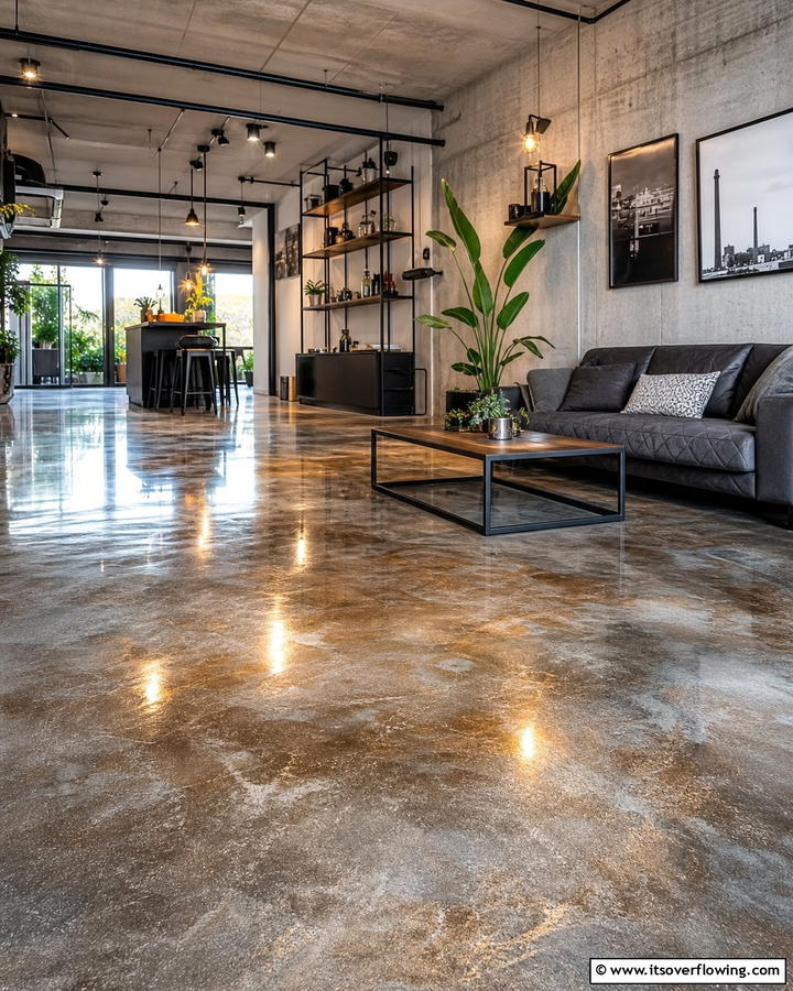 Industrial Metallic Finish - 20 Indoor Concrete Floor Paint Ideas for a Modern Look