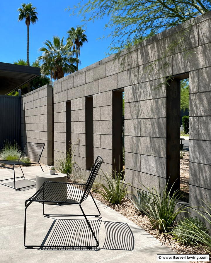 Industrial Minimalism - 30 Creative Cinder Block Fence Designs for Outdoor Spaces