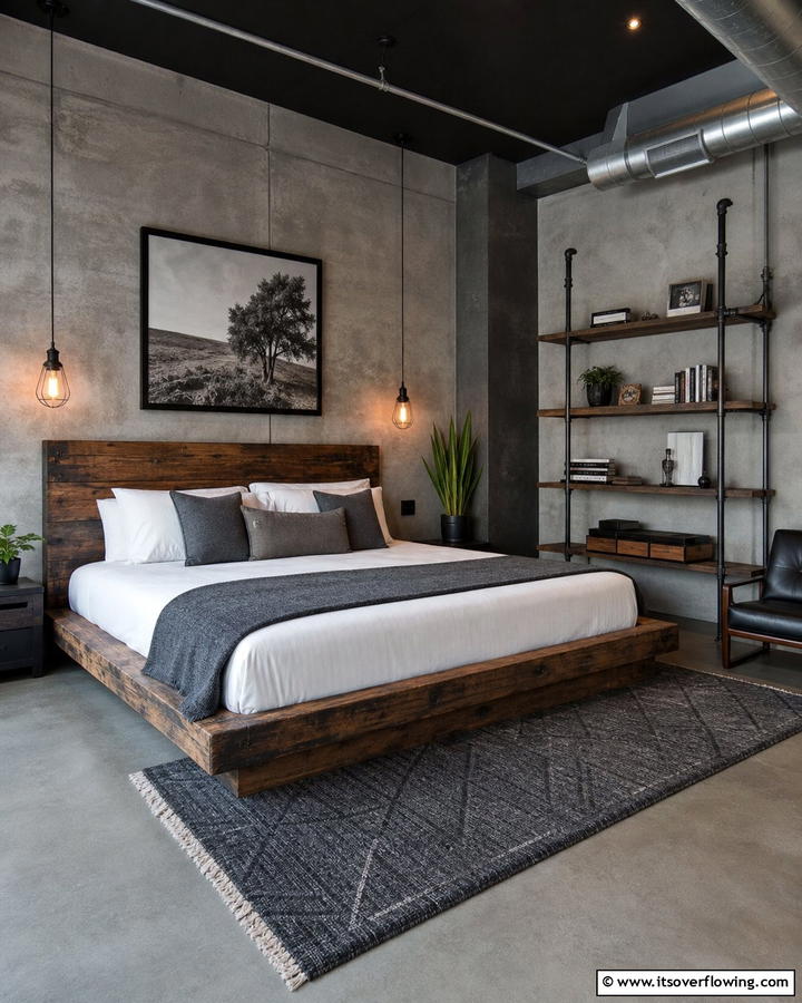 Industrial Minimalist Retreat - 21 Mens Bedroom Ideas for a Masculine & Modern Aesthetic