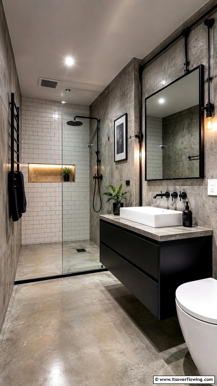 Industrial Modern Fusion - 30 Ensuite Bathroom Ideas for Luxurious Privacy