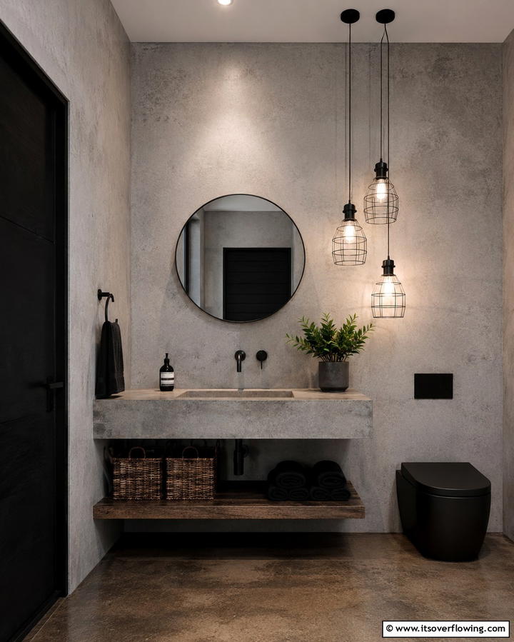 Industrial Pendant Lighting - 25 Industrial Bathroom Ideas for a Bold Look