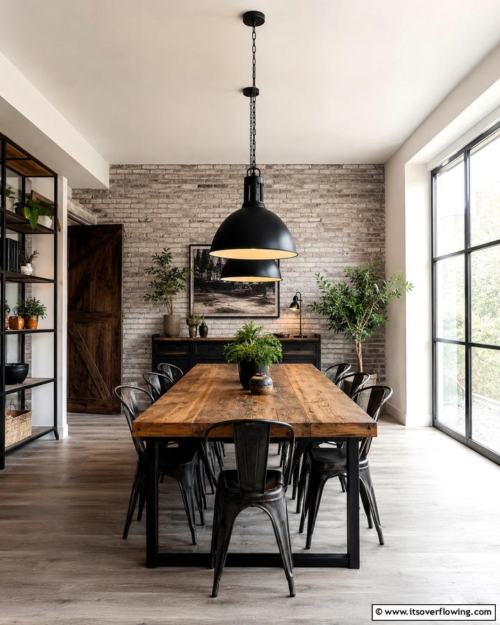 Industrial Pendant Lights - 30 Rustic Dining Room Ideas for Cozy Family Gatherings
