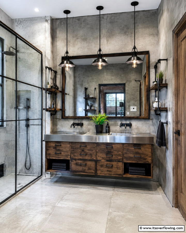 Industrial Pendant Lights - 25 Bathroom Lighting Ideas Over Mirror for Perfect Illumination