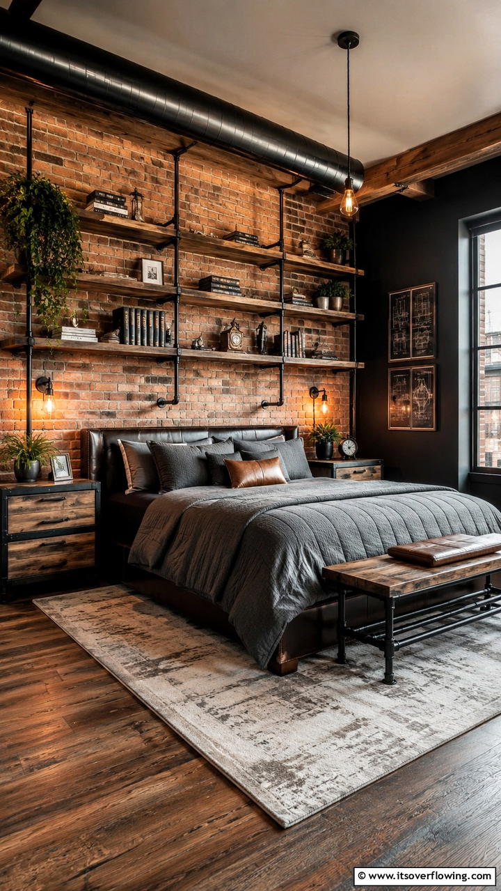 Industrial Pipe Chic - 30 Bedroom Shelving Ideas for Storage and Display
