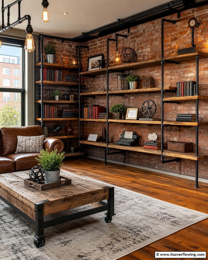 Industrial Pipe Corner Bookshelves - 20 Space-Saving Corner Bookshelf Ideas for Your Home