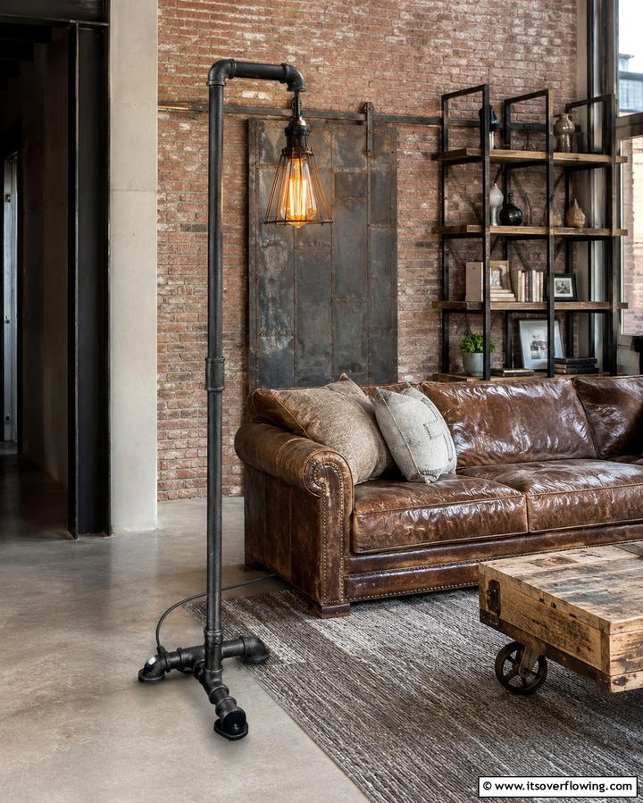 Industrial Pipe Floor Lamp - 30 Living Room Floor Lamp Ideas- Stylish Lighting Solutions