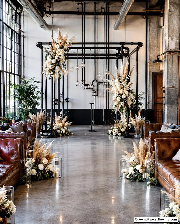 Industrial Pipe Frames - 30 Beautiful Wedding Backdrop Design Inspirations